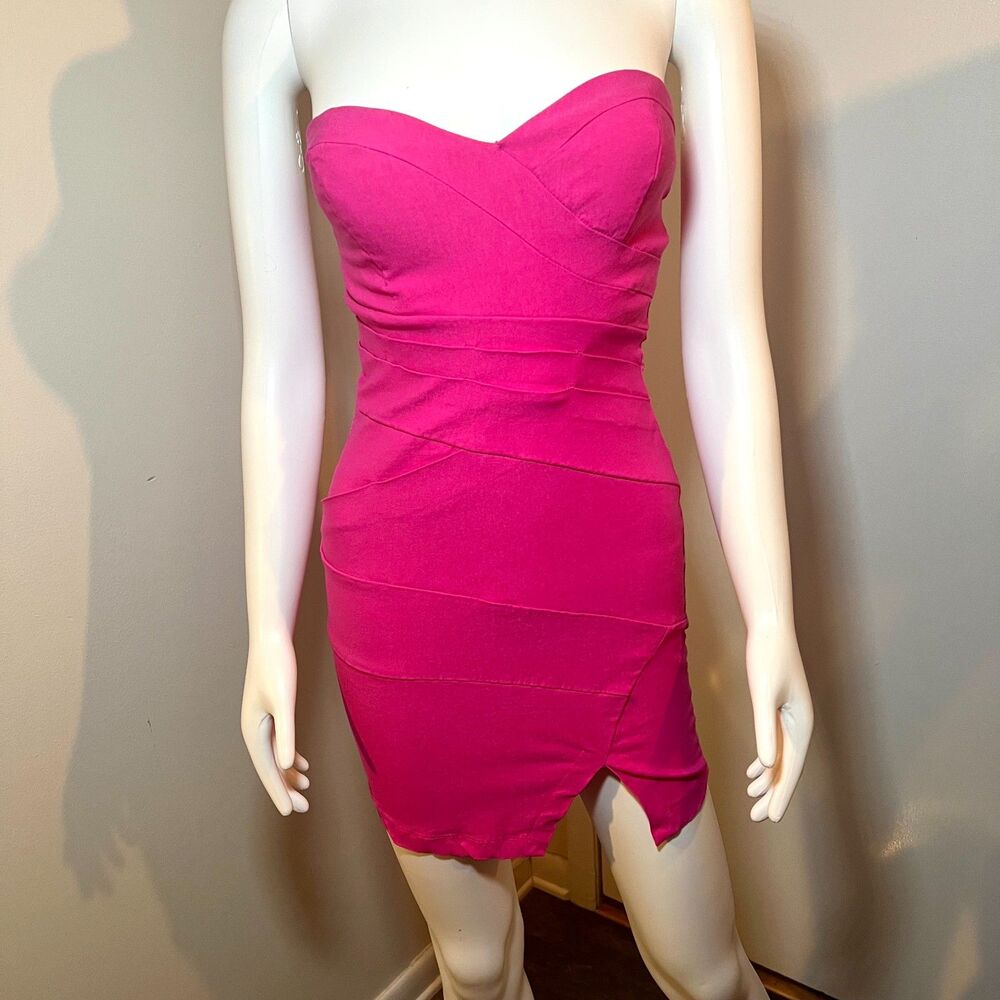 Windsor Bandage Mini Dress 3 Bodycon Slit Strapless Retro Trashy Y2K 90s Mcbling
